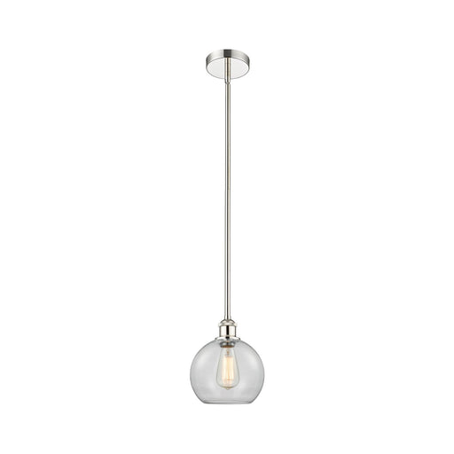 Innovations Athens 8in 1-Light Mini Pendant | Industrial Polished Nickel Steel and Clear Glass | Kitchen Island & Dining Room | Model 616-1S-PN-G122-8-LED
