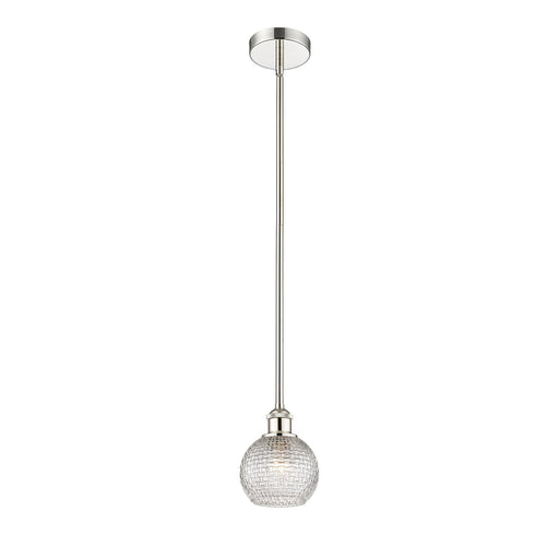 Innovations Athens 6in 1-Light Mini Pendant | Modern Farmhouse Polished Nickel and Clear Basket Weave Glass | Kitchen Island & | Model 616-1S-PN-G122C-6CL