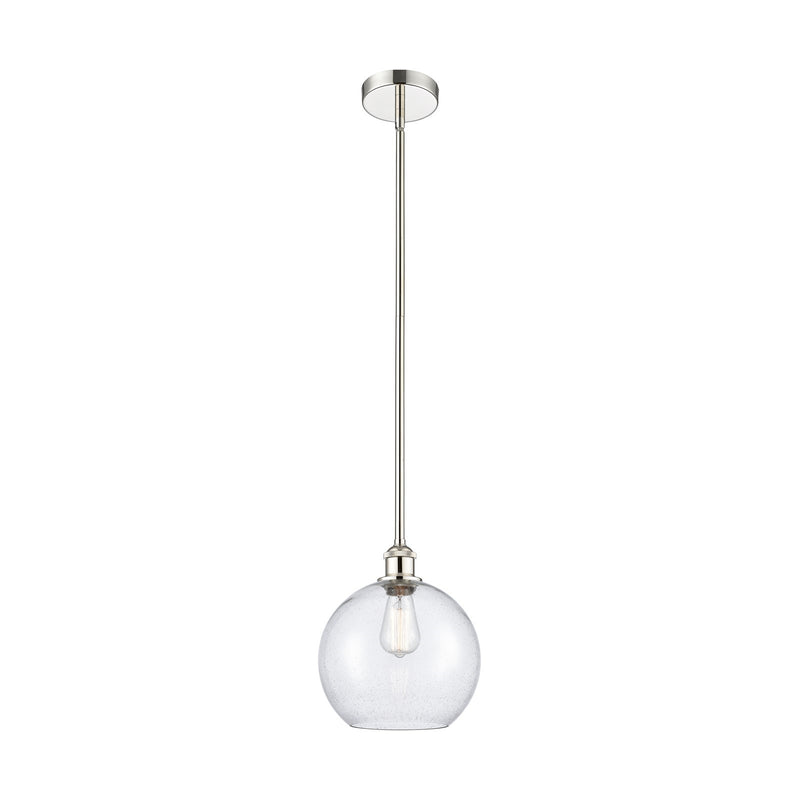 Innovations Athens 10in 1-Light Mini Pendant | Industrial Polished Nickel Steel and Seedy Glass | Kitchen Island & Dining Room | Model 616-1S-PN-G124-10