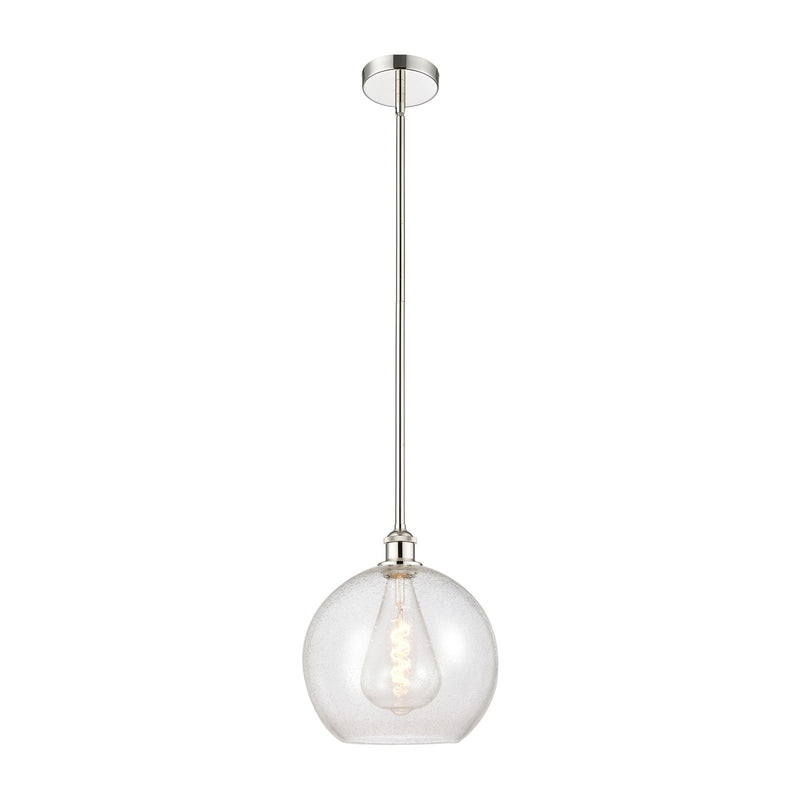 Innovations Athens 12in 1-Light Mini Pendant | Industrial Polished Nickel Steel and Seedy Glass | Kitchen Island & Dining Room | Model 616-1S-PN-G124-12