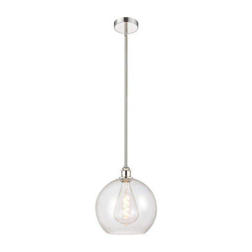 Innovations Athens 12in 1-Light Mini Pendant | Industrial Polished Nickel Steel and Seedy Glass | Kitchen Island & Dining Room | Model 616-1S-PN-G124-12
