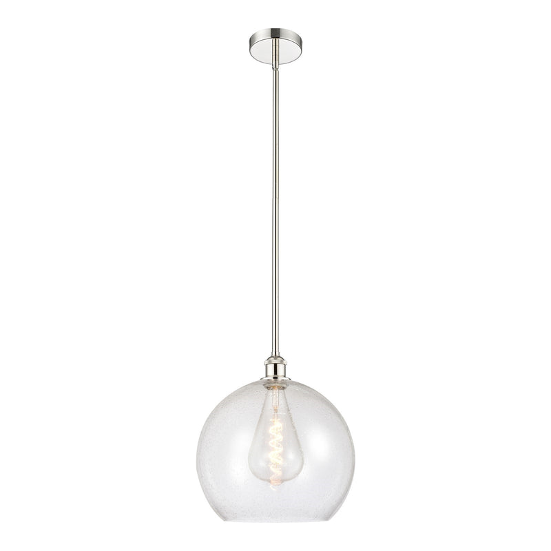 Innovations Athens 14in 1-Light Pendant | Industrial Polished Nickel Steel and Seedy Glass | Kitchen Island & Dining Room | Model 616-1S-PN-G124-14