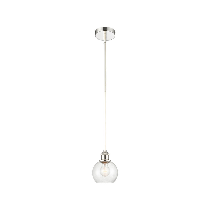 Innovations Athens 6in 1-Light Mini Pendant | Industrial Polished Nickel Steel and Seedy Glass | Kitchen Island & Dining Room | Model 616-1S-PN-G124-6