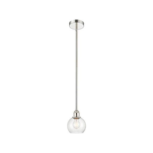 Innovations Athens 6in 1-Light Mini Pendant | Industrial Polished Nickel Steel and Seedy Glass | Kitchen Island & Dining Room | Model 616-1S-PN-G124-6-LED