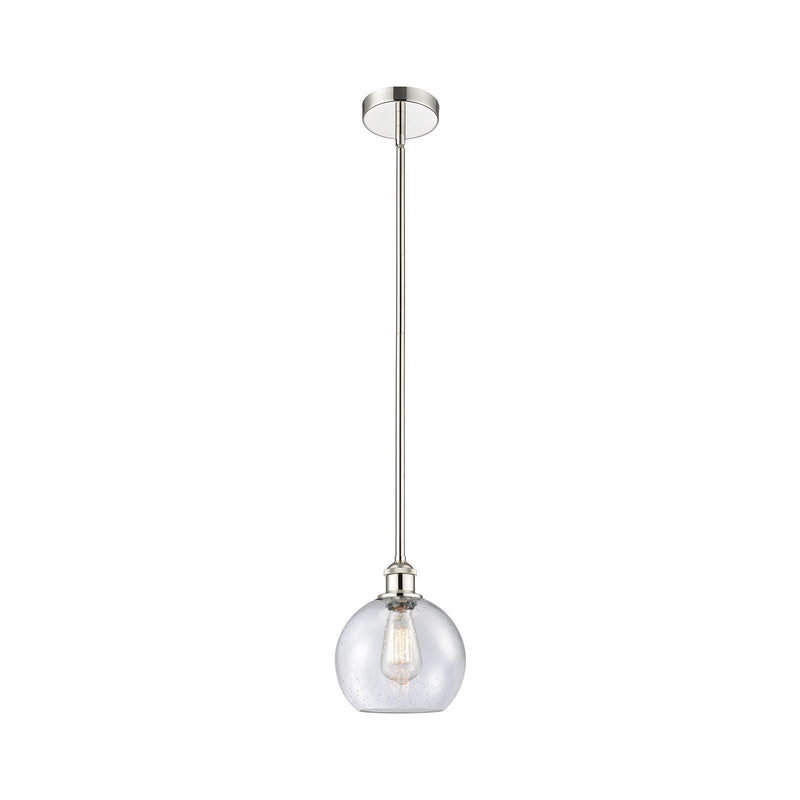 Innovations Athens 8in 1-Light Mini Pendant | Industrial Polished Nickel Steel and Seedy Glass | Kitchen Island & Dining Room | 8 | Model 616-1S-PN-G124-8