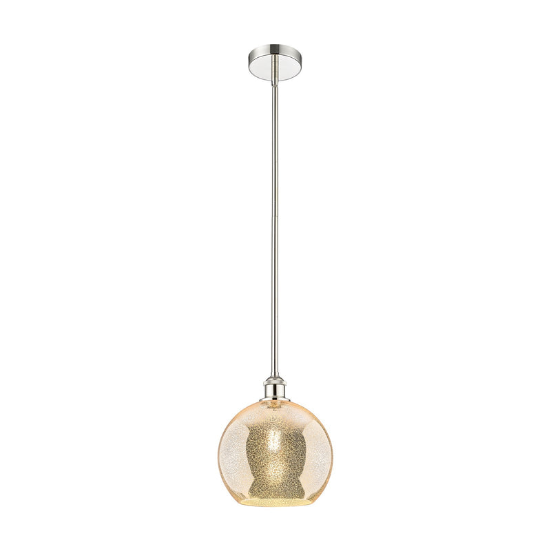 Innovations Athens 10in 1-Light Mini Pendant | Industrial Polished Nickel Steel and Mercury Glass | Kitchen Island & Dining Room | Model 616-1S-PN-G128-10