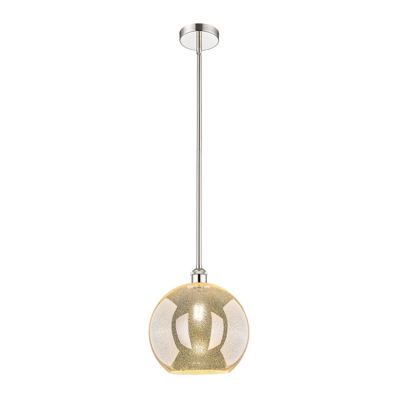 Innovations Athens 12in 1-Light Mini Pendant | Industrial Polished Nickel and Mercury Glass | Kitchen Island & Dining Room | Model 616-1S-PN-G128-12