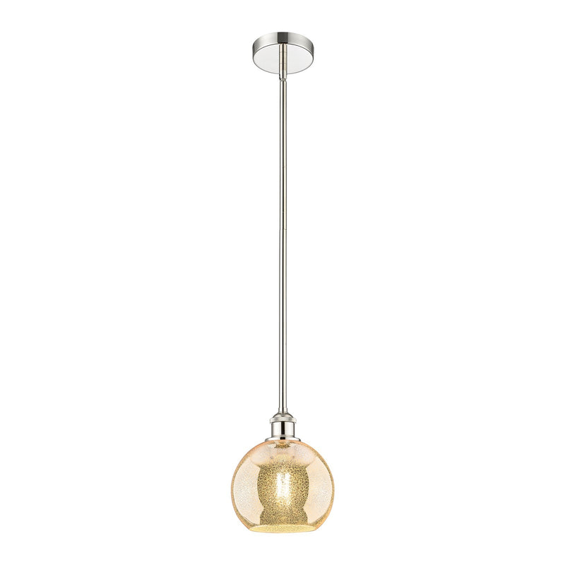 Innovations Athens 8in 1-Light Mini Pendant | Industrial Polished Nickel Steel and Mercury Glass | Kitchen Island & Dining Room | Model 616-1S-PN-G128-8