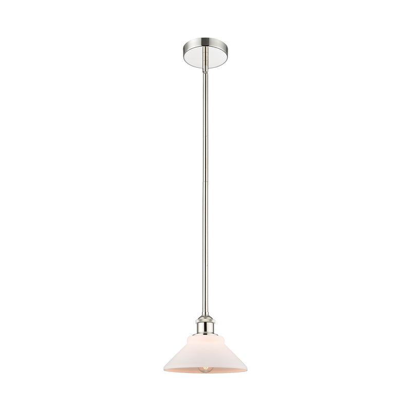 Innovations Orwell 8.38in 1-Light Mini Pendant | Industrial Polished Nickel Steel and Matte White Glass | Kitchen Island | 8.38 | Model 616-1S-PN-G131-LED
