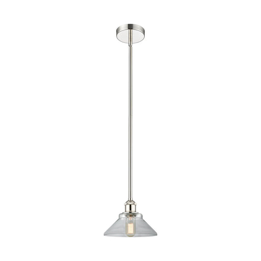 Innovations Orwell 8in 1-Light Mini Pendant | Industrial Polished Nickel Steel and Clear Glass | Kitchen Island & Dining Room | Model 616-1S-PN-G132-LED