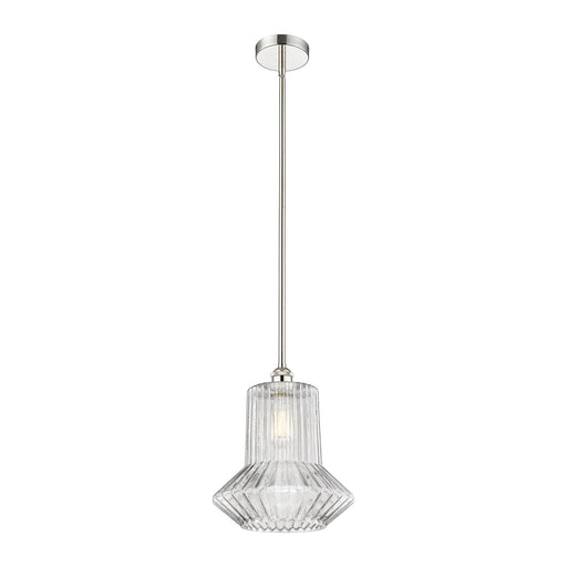 Innovations Springwater 12in 1-Light Mini Pendant | Art Nouveau Polished Nickel and Clear Fluted Glass | Kitchen Island & | Model 616-1S-PN-G212-LED