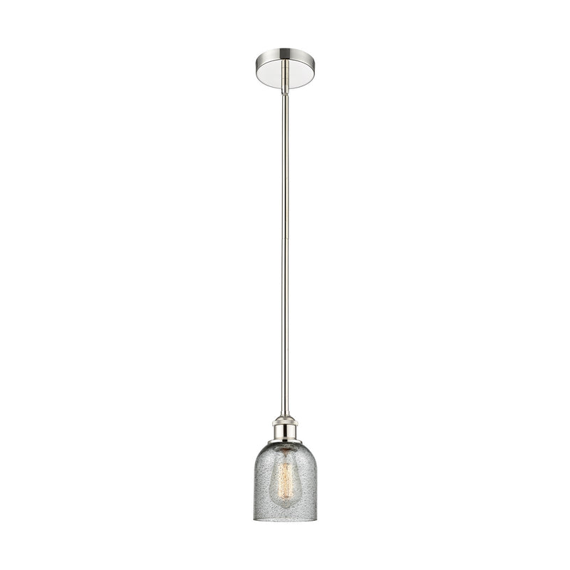 Innovations Caledonia 5in 1-Light Mini Pendant | Industrial Polished Nickel Steel and Charcoal Glass | Kitchen Island & Dining Room | Model 616-1S-PN-G257