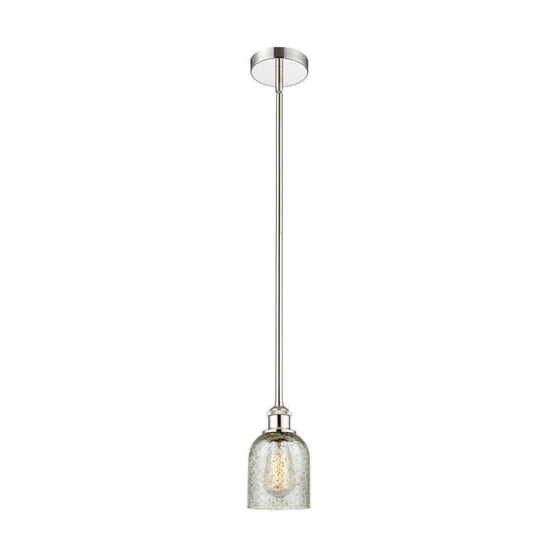 Innovations Lighting Caledonia 5in 1-Light Mini Pendant | Industrial Polished Nickel Steel and Mica Glass | Kitchen Island & Dining | Model 616-1S-PN-G259