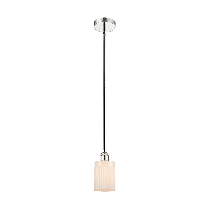 Innovations Hadley 1-Light Mini Pendant | Polished Nickel Steel and Matte White Ribbed Glass | Kitchen Island & Breakfast Nook | Model 616-1S-PN-G341