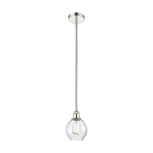 Innovations Waverly 6in 1-Light Mini Pendant | Industrial Polished Nickel Steel and Clear Water Glass | Kitchen Island & Dining | Model 616-1S-PN-G362