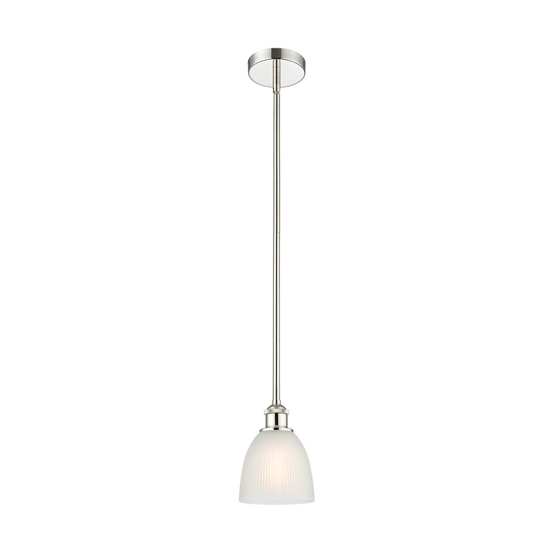 Innovations Castile 6in 1-Light Mini Pendant | Industrial Polished Nickel and White Glass | Kitchen Island & Dining Room | Model 616-1S-PN-G381-LED