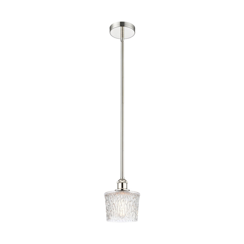 Innovations Niagara 7in 1-Light Mini Pendant | Art Nouveau Polished Nickel and Clear Textured Glass | Kitchen Island & Dining | Model 616-1S-PN-G402-LED