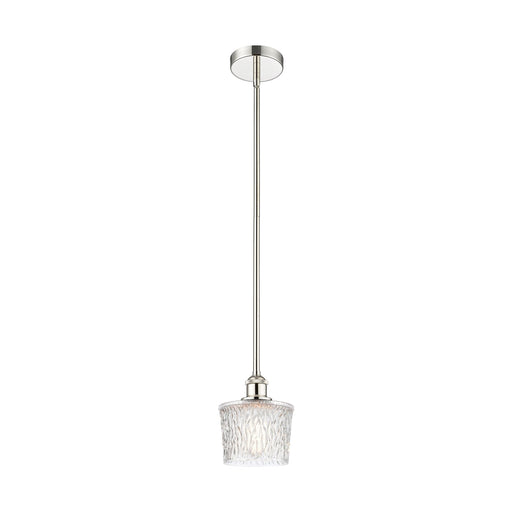 Innovations Niagara 7in 1-Light Mini Pendant | Art Nouveau Polished Nickel and Clear Textured Glass | Kitchen Island & Dining | Model 616-1S-PN-G402-LED