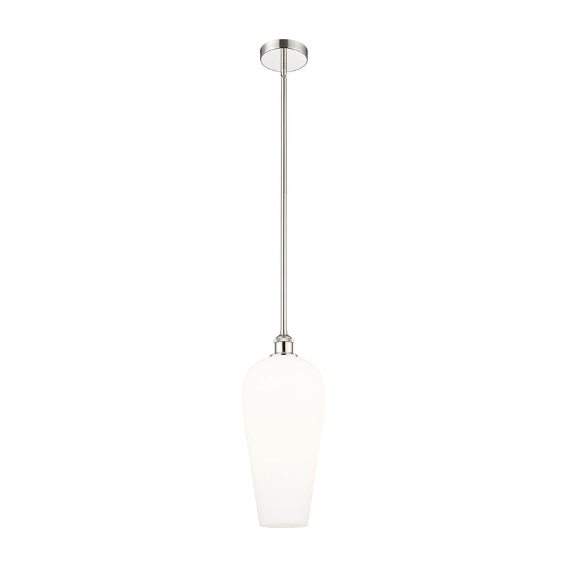 Innovations Chelsea 8in 1-Light Mini Pendant | Industrial Polished Nickel Steel and White Glass | Kitchen Island & Dining Room | Model 616-1S-PN-G456-8WH
