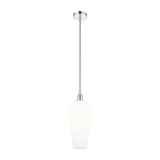 Innovations Chelsea 8in 1-Light Mini Pendant | Industrial Polished Nickel Steel and White Glass | Kitchen Island & Dining Room | Model 616-1S-PN-G456-8WH