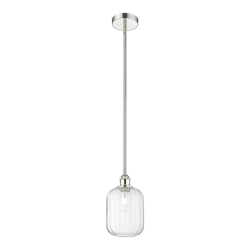 Innovations Preston Cylinder 7in 1-Light Mini Pendant | Industrial Polished Nickel Steel and Clear Glass | Kitchen Island & | Model 616-1S-PN-G460-7CL