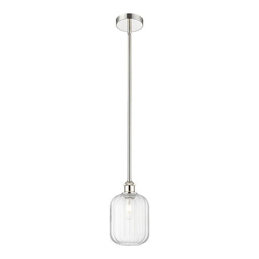 Innovations Preston Cylinder 7in 1-Light Mini Pendant | Industrial Polished Nickel Steel and Clear Glass | Kitchen Island & | Model 616-1S-PN-G460-7CL