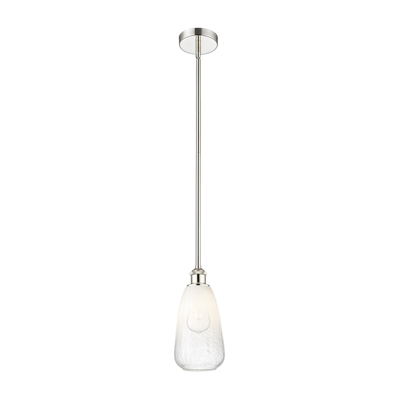 Innovations Brookhaven Almond 6in 1-Light Mini Pendant | Industrial Polished Nickel Steel and Opal Glass | Kitchen Island & | Model 616-1S-PN-G480-6OP