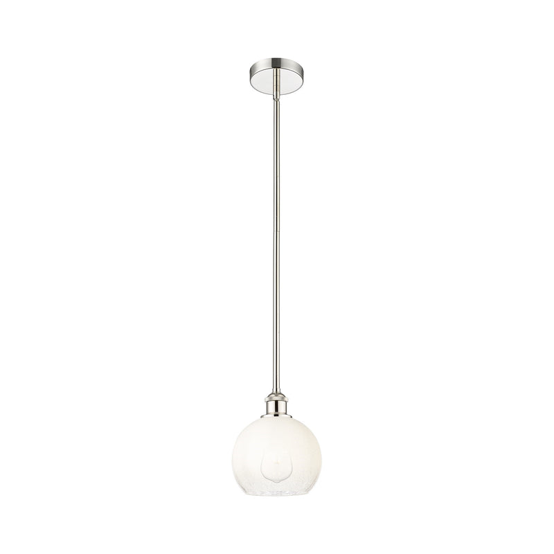 Innovations Brookhaven Globe 8in 1-Light Mini Pendant | Industrial Polished Nickel Steel and Opal Glass | Kitchen Island & | Model 616-1S-PN-G483-8OP