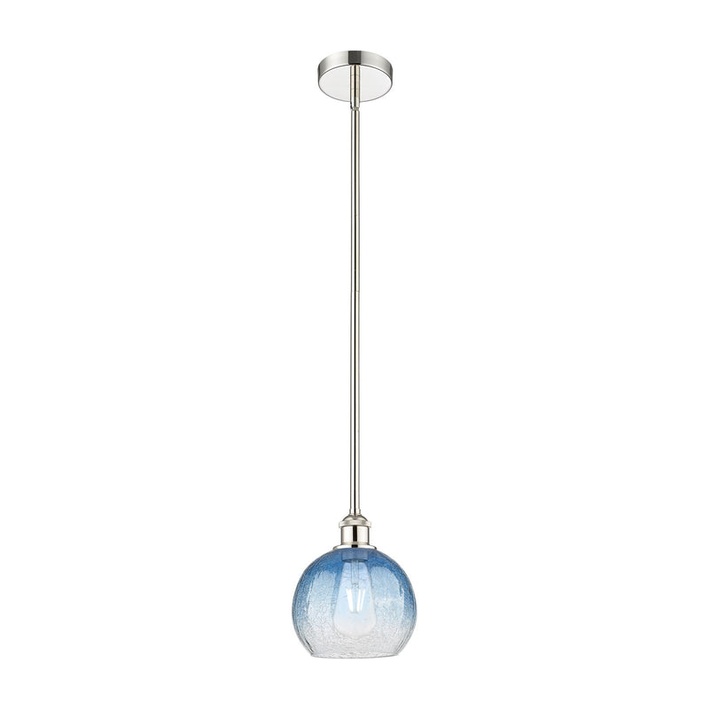 Innovations Brookhaven Globe 8in 1-Light Mini Pendant | Industrial Polished Nickel and Sapphire Blue Glass | Kitchen Island & | Model 616-1S-PN-G483-8SB
