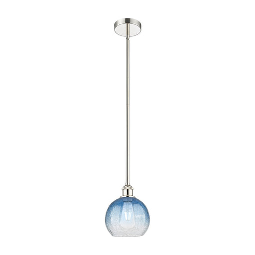 Innovations Brookhaven Globe 8in 1-Light Mini Pendant | Industrial Polished Nickel and Sapphire Blue Glass | Kitchen Island & | Model 616-1S-PN-G483-8SB