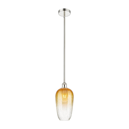 Innovations Brookhaven Flute 7in 1-Light Mini Pendant | Industrial Polished Nickel Steel and Amber Glass | Kitchen Island & | Model 616-1S-PN-G484-7AM