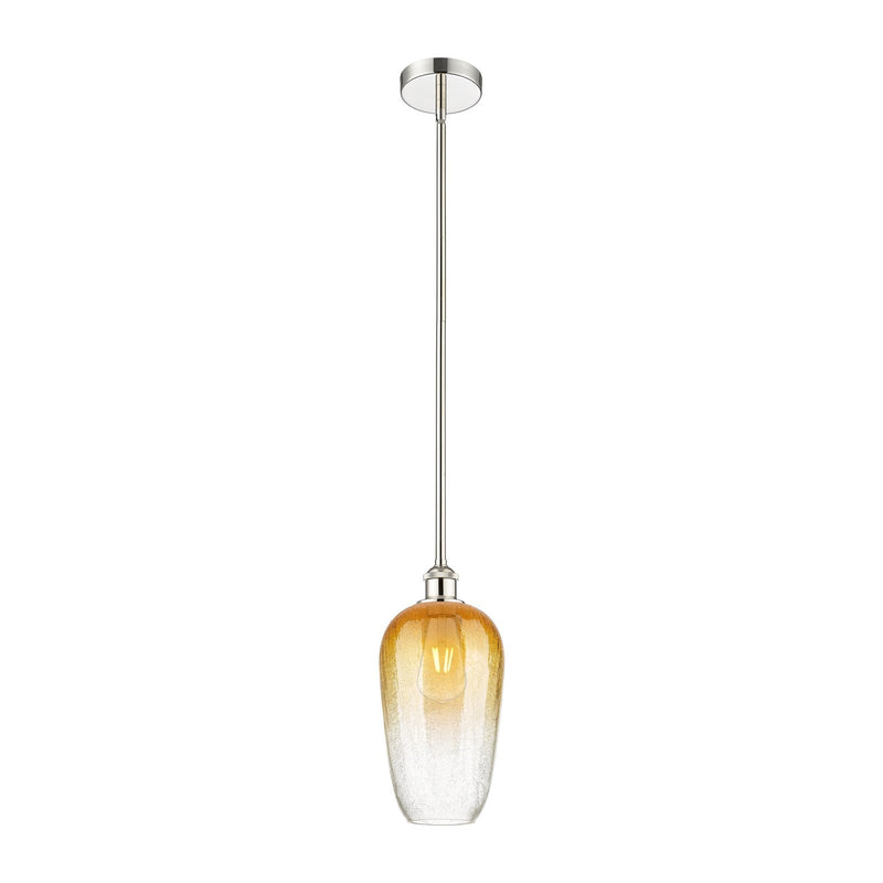 Innovations Brookhaven Flute 7in 1-Light Mini Pendant | Industrial Polished Nickel Steel and Amber Glass | Kitchen Island & | Model 616-1S-PN-G484-7AM