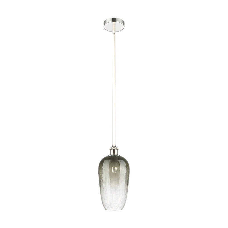 Innovations Brookhaven Flute 7in 1-Light Mini Pendant | Industrial Polished Nickel Steel and Slate Glass | Kitchen Island & | Model 616-1S-PN-G484-7SL