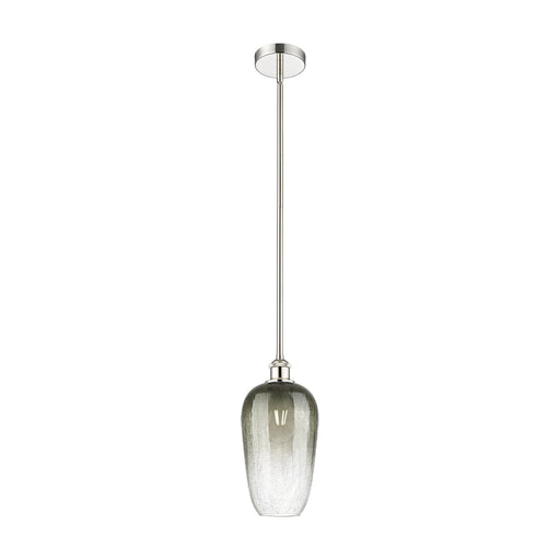 Innovations Brookhaven Flute 7in 1-Light Mini Pendant | Industrial Polished Nickel Steel and Slate Glass | Kitchen Island & | Model 616-1S-PN-G484-7SL