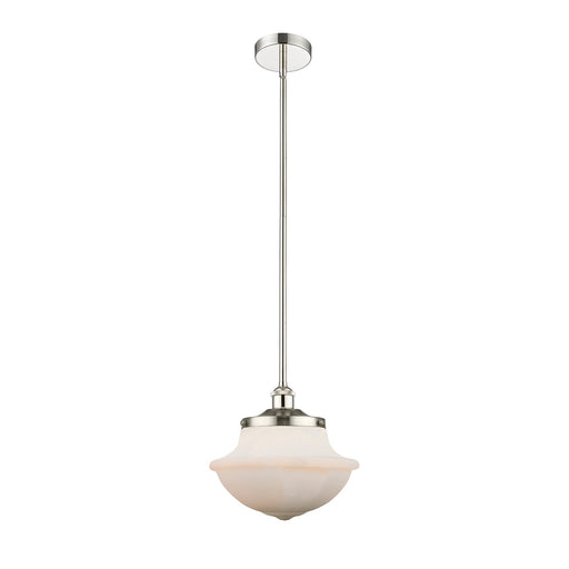 Innovations Oxford 12in 1-Light Mini Pendant | Industrial Polished Nickel Steel and Matte White Frosted Glass | Kitchen Island & | Model 616-1S-PN-G541
