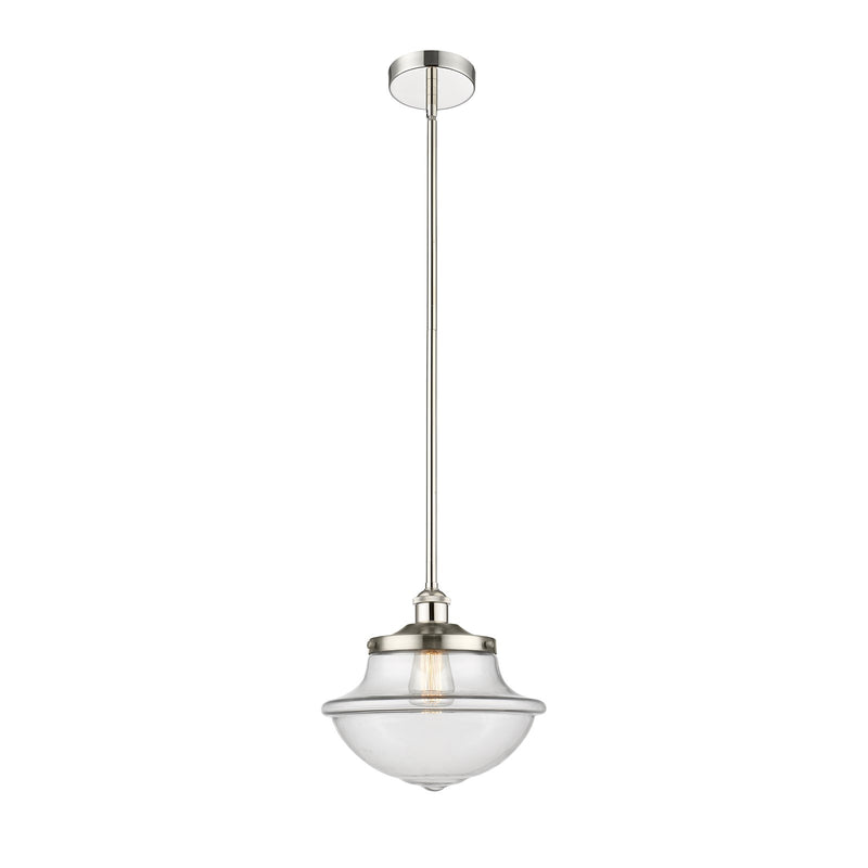 Innovations Oxford 12in 1-Light Mini Pendant | Industrial Polished Nickel Steel and Clear Glass | Kitchen Island & Dining Room | Model 616-1S-PN-G542