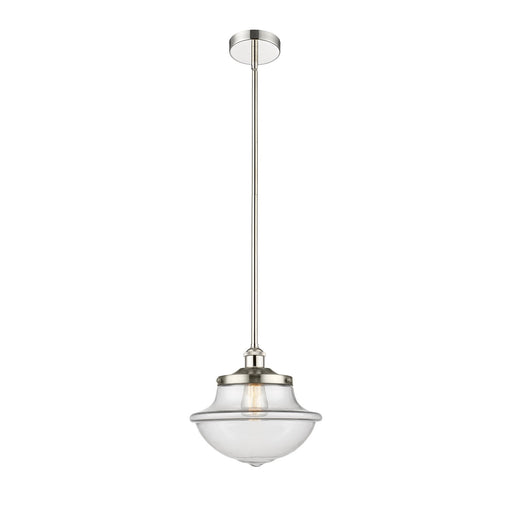 Innovations Oxford 12in 1-Light Mini Pendant | Industrial Polished Nickel Steel and Clear Glass | Kitchen Island & Dining Room | Model 616-1S-PN-G542