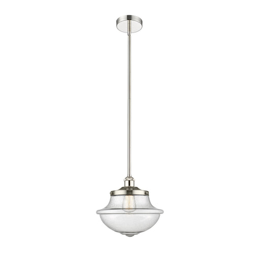 Innovations Oxford 12in 1-Light Mini Pendant | Industrial Polished Nickel and Seedy Schoolhouse Glass | Kitchen Island & Dining | Model 616-1S-PN-G544