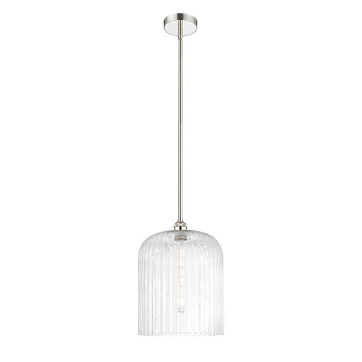 Innovations Bridal Veil 5in 1-Light Mini Pendant | Art Nouveau Polished Nickel Steel and Clear Ribbed Glass | Kitchen Island & | Model 616-1S-PN-G559-12CL