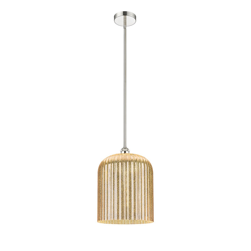 Innovations Bridal Veil 5in 1-Light Mini Pendant | Art Nouveau Polished Nickel Steel and Mercury Ribbed Glass | Kitchen Island | Model 616-1S-PN-G559-12ME