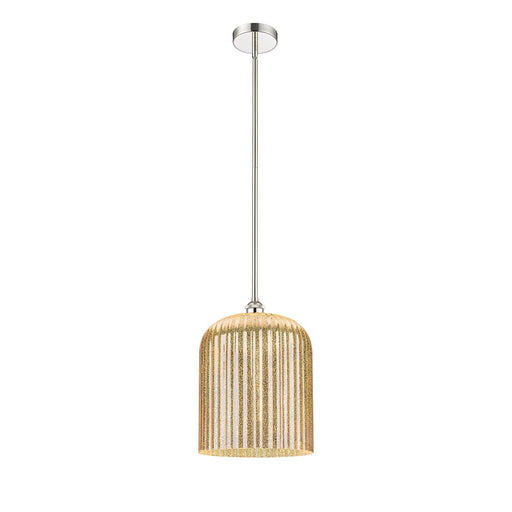 Innovations Bridal Veil 5in 1-Light Mini Pendant | Art Nouveau Polished Nickel Steel and Mercury Ribbed Glass | Kitchen Island | Model 616-1S-PN-G559-12ME
