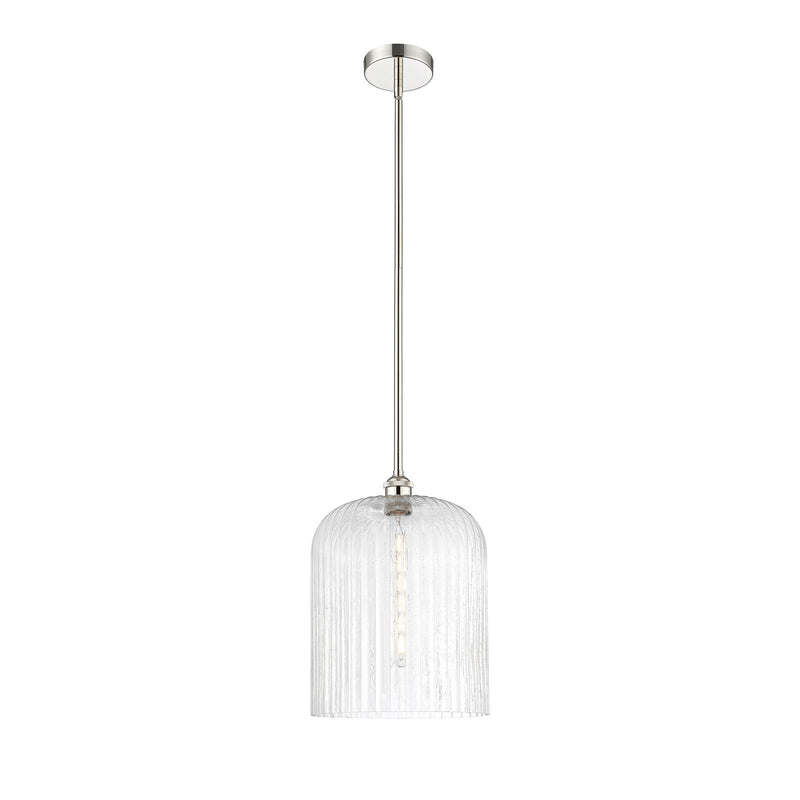 Innovations Bridal Veil 5in 1-Light Mini Pendant | Art Nouveau Polished Nickel and Seedy Ribbed Glass | Kitchen Island & | Model 616-1S-PN-G559-12SDY