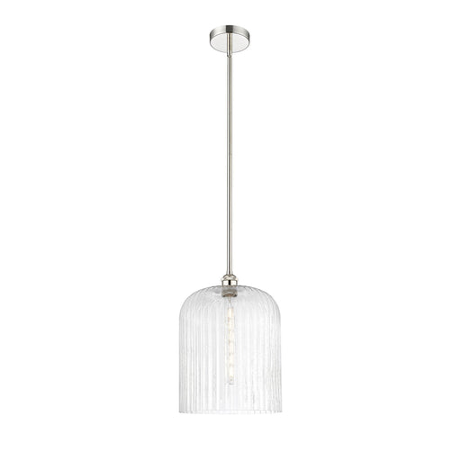 Innovations Bridal Veil 5in 1-Light Mini Pendant | Art Nouveau Polished Nickel and Seedy Ribbed Glass | Kitchen Island & | Model 616-1S-PN-G559-12SDY