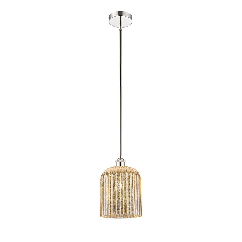 Innovations Bridal Veil 5in 1-Light Mini Pendant | Art Nouveau Polished Nickel Steel and Mercury Ribbed Glass | Kitchen Island | Model 616-1S-PN-G559-8ME