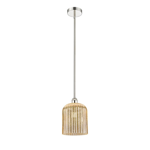 Innovations Bridal Veil 5in 1-Light Mini Pendant | Art Nouveau Polished Nickel Steel and Mercury Ribbed Glass | Kitchen Island | Model 616-1S-PN-G559-8ME