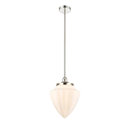 Innovations Bridgeton 12in 1-Light Mini Pendant | Traditional Polished Nickel and Matte White Frosted Glass | Kitchen Island & | Model 616-1S-PN-G661-12