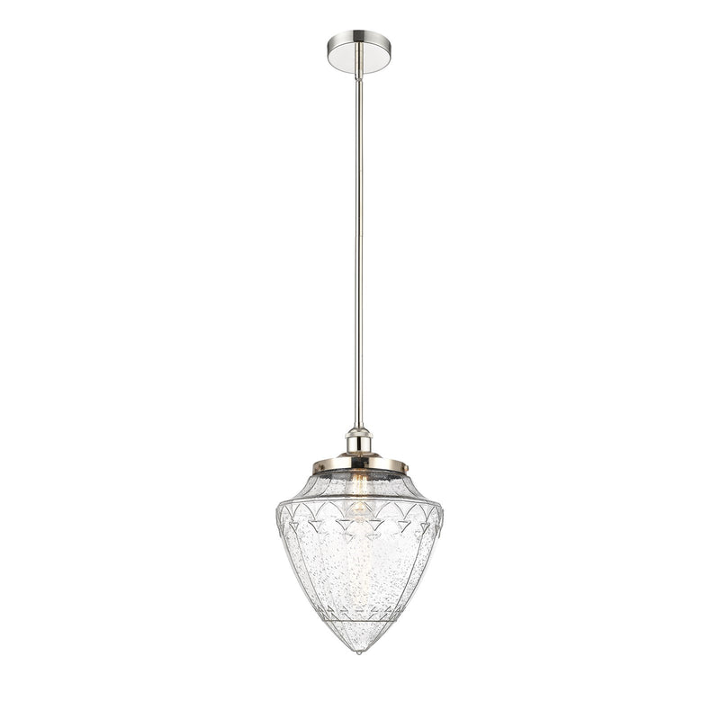 Innovations Bridgeton 12in 1-Light Mini Pendant | Traditional Polished Nickel Steel and Seedy Glass | Kitchen Island & Dining | Model 616-1S-PN-G664-12