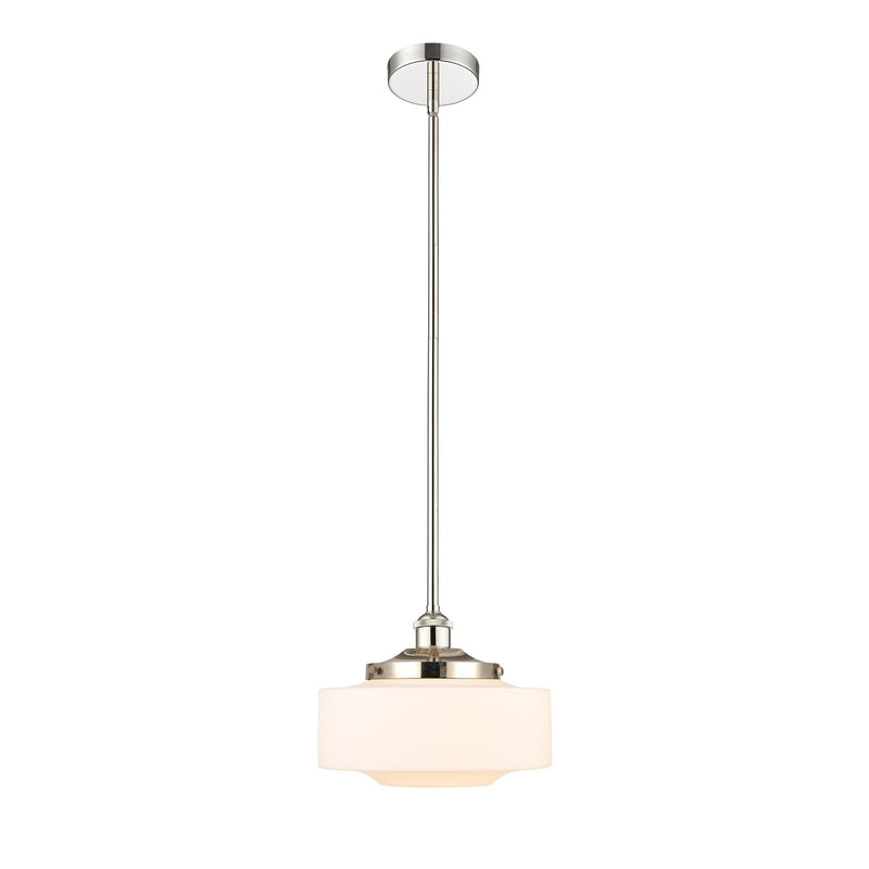 Innovations Bridgeton 12in 1-Light Mini Pendant | Traditional Polished Nickel and Matte White Frosted Glass | Kitchen Island & | Model 616-1S-PN-G691-12