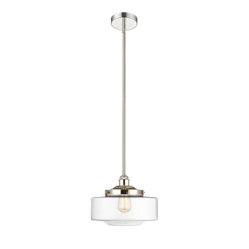 Innovations Bridgeton 12in 1-Light Mini Pendant | Traditional Polished Nickel and Clear Glass | Kitchen Island & Dining Room | Model 616-1S-PN-G692-12