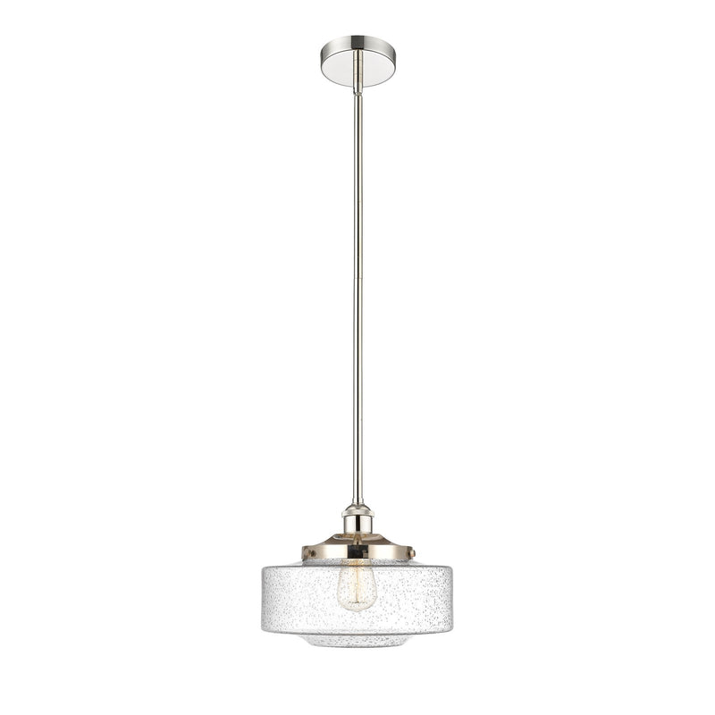 Innovations Bridgeton 12in 1-Light Mini Pendant | Traditional Polished Nickel Steel and Seedy Glass | Kitchen Island & Dining | Model 616-1S-PN-G694-12